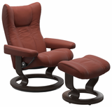 Ekornes Stressless Wing Large Classic Recliner with Ottoman