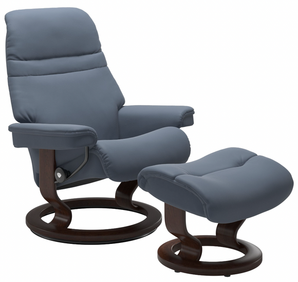 Ekornes Stressless Sunrise Small Classic New Sit Recliner with Ottoman