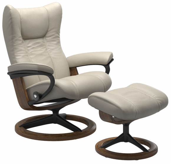 Ekornes Stressless Wing Large Signature Matte Black Velaro Leather *Quick Ship*