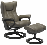 Ekornes Stressless Wing Medium Signature Matte Black Velaro Leather *Quick Ship*