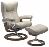 Ekornes Stressless Wing Small Signature Polished Aluminum Velaro Leather *Quick Ship*