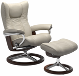Ekornes Stressless Wing Small Signature Polished Aluminum Velaro Leather *Quick Ship*