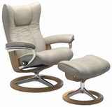 Ekornes Stressless Wing Small Signature Polished Aluminum Velaro Leather *Quick Ship*