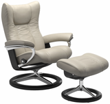 Ekornes Stressless Wing Large Signature Polished Aluminum Velaro Leather *Quick Ship*