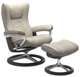 Ekornes Stressless Wing Small Signature Polished Aluminum Velaro Leather *Quick Ship*