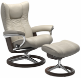 Ekornes Stressless Wing Small Signature Polished Aluminum Velaro Leather *Quick Ship*