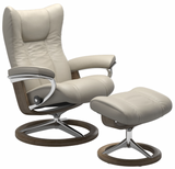 Ekornes Stressless Wing Large Signature Polished Aluminum Velaro Leather *Quick Ship*