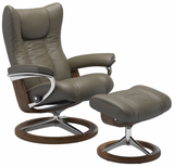 Ekornes Stressless Wing Medium Signature Polished Aluminum Velaro Leather *Quick Ship*