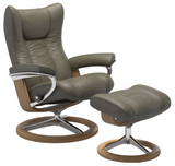 Ekornes Stressless Wing Large Signature Polished Aluminum Velaro Leather *Quick Ship*