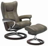 Ekornes Stressless Wing Medium Signature Polished Aluminum Velaro Leather *Quick Ship*