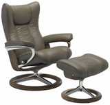 Ekornes Stressless Wing Medium Signature Polished Aluminum Velaro Leather *Quick Ship*
