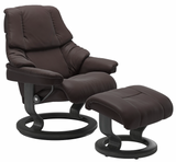 Ekornes Stressless Reno Medium Classic Recliner with Ottoman