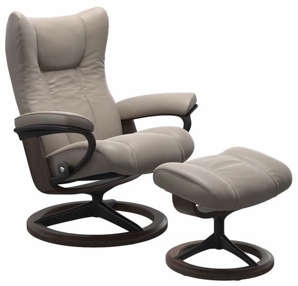 Ekornes Stressless Wing Large Signature Recliner with Ottoman