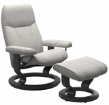 Ekornes Stressless Consul Small Classic Batick Leather Recliner with Ottoman