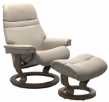 Ekornes Stressless Sunrise Small Classic New Sit Recliner with Ottoman