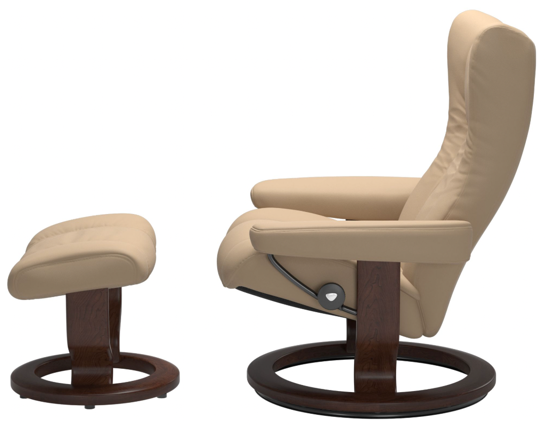 Ekornes Stressless Wing Medium Classic Recliner with Ottoman
