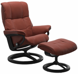 Dark Henna leather recliner chair with ottoman 