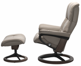 grey leather recliner chair with ottoman