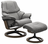Ekornes Stressless Reno Small Signature New Sit Recliner with Ottoman