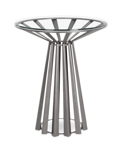 Elite Modern Corona End Table in Glass and Mist Metal