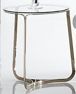 Bellini Blake End Table in Champagne Plated Gold Base and Glass Top