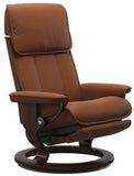 Ekornes Stressless Admiral Large Classic Power Recliner With Ottoman Large Power Leg/Back: Brown Wood Classic Base; New Cognac Paloma Leather