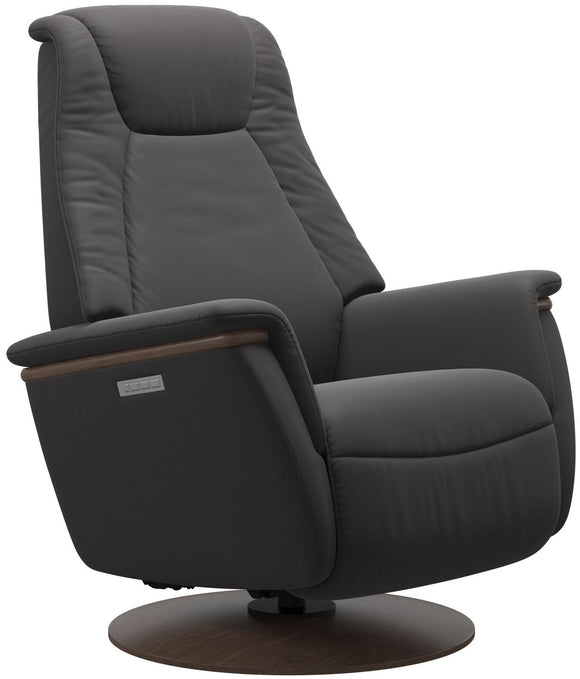 Ekornes Stressless Max Medium Power Recliner Medium: Walnut Wood Moon Base; Walnut Wood Arm; Rock Paloma Seat