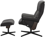 Ekornes Stressless Mayfair Large Cross Chair Recliner With Ottoman Large: Chrome Metal/Wenge Wood Cross Base; Rock Paloma Leather