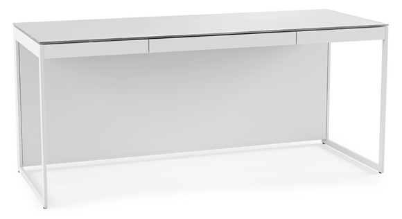 The Centro 6401 desk is the cornerstone of any Centro office set-up, bringing elegance and functionality to a modern workstation. The satin-etched grey glass surface has modern visual appeal and exceptional durability, fending off scratches and dings while remaining incredibly smooth to the touch. A convenient keyboard drawer and innovative wire management features keep the desk clutter-free while helping to make every task a little easier to accomplish.