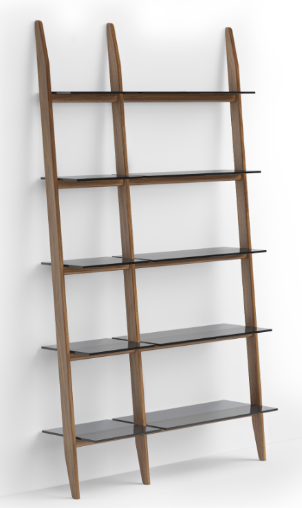 Stiletto Shelving 570012 combines double and single shelf units to create a 49”/127.5 cm wide system.