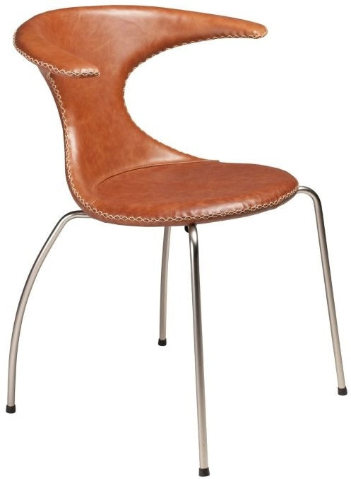 Dan-Form Flair Dining Chair in a Light Leather Seat and Metal Base