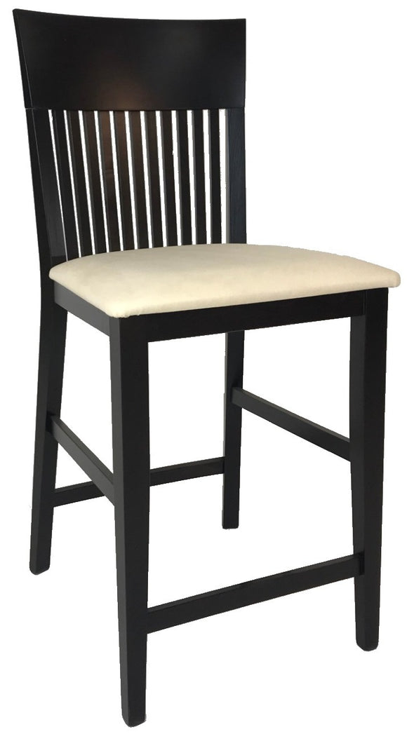 Ansager 865 Counter Stool in Wenge Wood and White Fabric Seat
