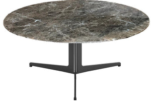 Eurostyle Ramili 35" Round Coffee Table with an Emperador Marble Top and Steel Base