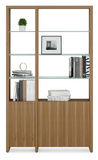 The Linea 580012 pre-configured shelf system provides ample open and enclosed storage within a slim footprint. Ideal for the living room, home office, or as an attractive room divider. The Linea 580012 combines double and single shelf units to create a system that is 49.75”/126 cm wide.