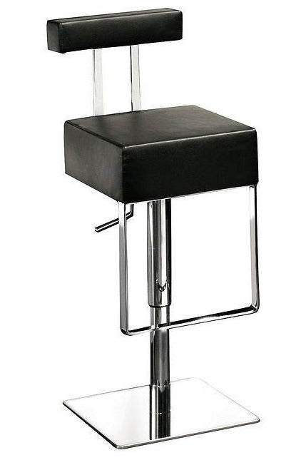 Dan-Form Sam Barstool with Black Leather and Stainless Steel