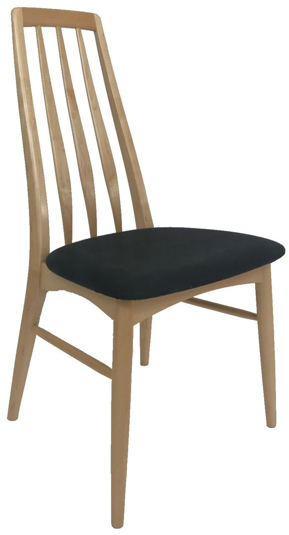 Koefoed Eva Dining Chair with a Black Washed Microfiber Seat and Maple Frame