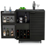 The perfect cocktail of style and function, the Corridor 5620 home bar features double louvered doors which conceal ample shelving and accessible storage for liquor bottles, glassware and other bar cabinet essentials, including a built-in wooden stemware rack. Corridor Bar is topped with highly durable and unbelievably soft black satin-etched tempered glass, providing maximum protection from dings, scratches, and spills.
