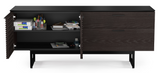 Whether as a standalone storage credenza or as part of a complete Corridor office set-up, the elegant Corridor 6529 provides abundant storage with two locking storage drawers and an adjustable storage compartment concealed by beautiful stained hardwood louvered doors. A locking file drawer keeps records organized and in easy reach. Rounding out this attractive design is a highly durable and unbelievably soft black satin-etched glass top that is resistant to dings, scratches, and fingerprints.