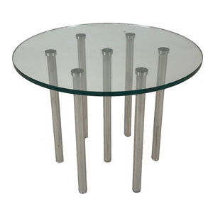 GFI Pins End Table with a Glass Top and Chrome Legs