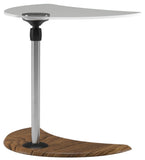 Ekornes USB Table A End Table Teak Wood Base; Chrome Stem; Glass Top