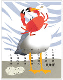 The 2022 Linnea Poster Calendar With Art By: Johanna Riley  Twelve 11x14" posters to hang on the wall... One for each month... Art for each month! JUNE:  A sarcastic seagull steals a snack by the seashore.