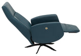 Hjort Knudsen 7091 Recliner with a Blue Leather Seat and Black Metal Base