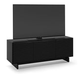 The Align 7477 TV console combines high functionality with premium style, featuring louvered doors that keep electronics neatly concealed but always accessible. This modern TV stand also includes an innovative center drawer with a full-width soundbar shelf and ample storage for movies, video games, and other media.