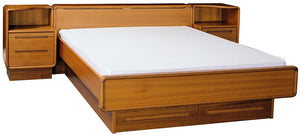 Sun Cabinet's Nightstand With Graceful Curved Top & Drawers in Teak (Pictured with Matching Bed)
