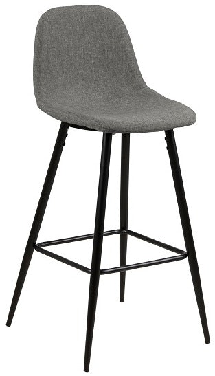 Actona Wilma Barstool in a Light Grey Seat and Black Metal Legs/Footrest