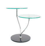 Ital Studio Duetto End Table with a Glass Top, Chrome Legs, and a Black Base