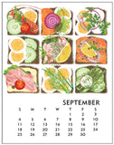 The 2022 Linnea Poster Calendar With Art By: Johanna Riley  Twelve 11x14" posters to hang on the wall... One for each month... Art for each month! SEPTEMBER:  Smørrebrød! The ultimate open-face sandwich for school lunches or for a special meal. Top them with anything you want – from traditional herring to contemporary meats and vegetables.