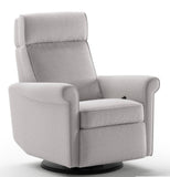 The Rolled is Luonto’s most supportive and modern recliner chair. Each arm is crafted into a beautiful small-scaled rolled design, allowing the Rolled to be unique. As always, to fulfill Luonto’s commitment to quality and practicality, Luonto has built the Rolled with a 4-way adjustable headrest and a swivel glider base, and if purchased in the battery powered mode, a terrific remote-controlled transitional design.