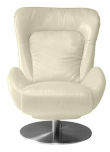 Lafer Amy Mechanical Manual Ergonomic Recliner Accent Chair FC40 Magnolia White; Aluminum Base