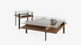 BDI Furniture Terrace Coffee Table 1152 Polished Tempered Glass; Natural Walnut Black Powder Coat Legs